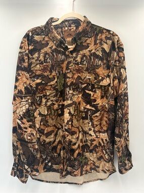 Duxbak Men’s Large‎ Mossy Oak Camo Hunting Button Down Shirt Long Sleeve